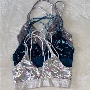PINK velvet bralette 3 pack